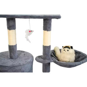 Toptan Modern lüks masif ağaç MDF özel kedi ağacı kınamak interaktif üst Sisal ahşap kedi kulesi tırmalama mesajları - Product Image 5