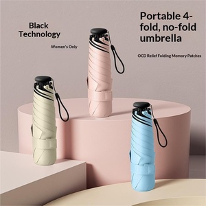 Four Fold Folding <b>Memory</b> Light Patch Umbrella Black Rubber Sunscreen Spot Printing Wholesale - Product Image 5