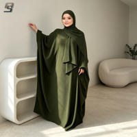 Ensemble 2 pièces Abaya Hijab en crêpe uni coupe droite, style papillon, personnalisé OEM, modeste, adapté à la maternité et à l'allaitement, pour la prière des femmes musulmanes