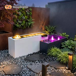 Fontaine d'eau de luxe en acier de style moderne, résistante aux intempéries, avec éclairage, taille personnalisable pour jardin extérieur et fêtes - Product Image 1
