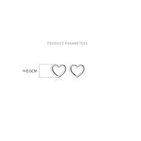 Bijoux en argent sterling 925 véritable à 100%, jolies petites boucles d'oreilles simples en forme de cœur creux, perles brillantes, bouchons d'oreilles pour femmes