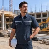 Combinaison de travail unisexe d'usine à manches courtes, en tissu durable et imperméable, avec fermeture éclair, pour homme, uniforme de travail d'été