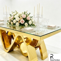 Table rectangulaire pour événements de mariage, en acier inoxydable, style moderne, table de banquet, table à manger
