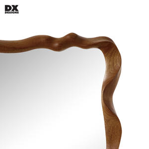 Specchio a figura intera in teak stile Mid-Century Modern DX Designs - Specchio da parete in legno con mensola portaoggetti per ingresso e camera da letto - Product Image 5