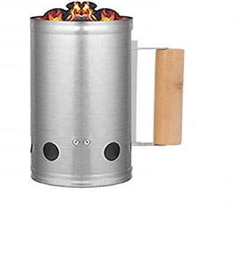 Allume-feu de cheminée en acier inoxydable, portable, pour barbecue, allume-charbon, avec poignée en bois - Product Image 5