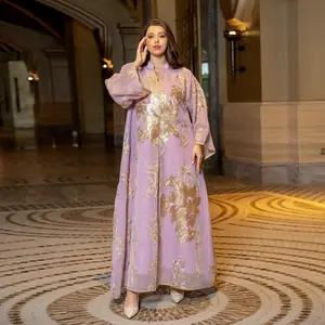 2024 hot sale Womens Embroidered Dubai Style Women's Dubai Style Traditional Muslim Modern Embroidered Muslim robe Abaya Women