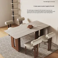 Ensemble de table à manger en dalle de pierre, style moderne minimaliste, 6 places, pour salle à manger avec design gain de place