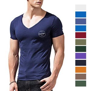 JL0329B maglietta estiva in cotone di alta qualità da <span class=keywords><strong>uomo</strong></span> T-Shirt con scollo a v di Design in tinta unita Casual <span class=keywords><strong>abbigliamento</strong></span> <span class=keywords><strong>classico</strong></span> da <span class=keywords><strong>uomo</strong></span> Top Tee Shirt da <span class=keywords><strong>uomo</strong></span> - Product Image 1