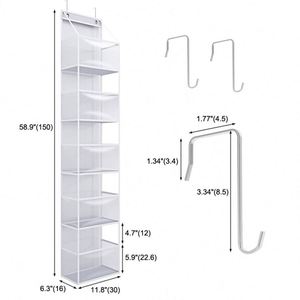 5-Shelf Hanging Closet Organizer with PVC Dust Cover and Side Pockets Hanging Closet <b>Shelves</b> <b>Storage</b> for Wardrobe - Product Image 4
