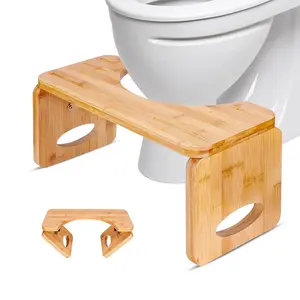 Tabouret de toilette pliable en bambou Squat adulte pour salle de bain