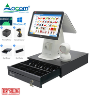 OCOM 15.6 pouces double écran tactile Android 11 Pos Caissier Machine Terminal de paiement Windows 10 tout en un système Pos
