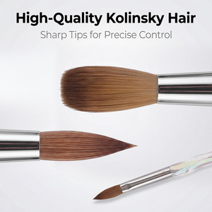 ชุดแปรงอะคริลิคสำหรับทำเล็บยี่ห้อ Salon Kolinsky ด้ามจับคริสตัลใสสีรุ้ง สำหรับทาเจลยูวีและออกแบบลายเล็บ - Product Image 4