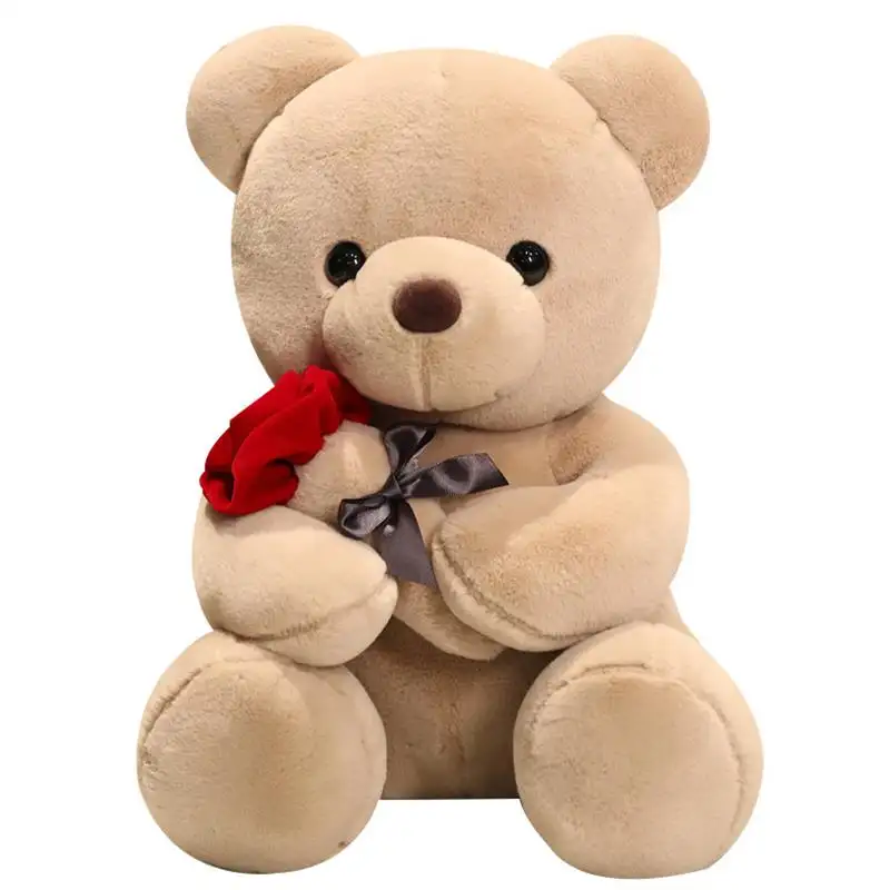 Grosir mainan tidur boneka hewan Valentine cinta mainan beruang Teddy dengan mawar