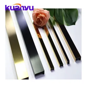 304 Fleksibel Genteng Metal Edge Trim Stainless Steel Titanium Cermin U Profil Trim Strip Dekorasi