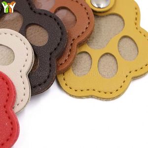 7 Colors PU Leather Embossed Cute <b>Pink</b> Cat & Dog Paw Shape High Quality Durable Pet <b>Gift</b> Keychain for Pet Hair Photo - Product Image 3