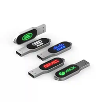Flashdisk USB Oval Logam Custom Promosi dengan Lampu, Kapasitas Penuh Berkualitas Tinggi USB 2.0/3.0 8-64GB Logo dan Warna Custom