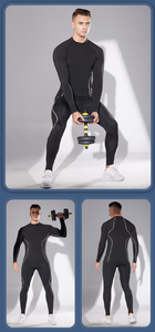 Set di abiti da allenamento stretti da uomo con fodera <span class=keywords><strong>in</strong></span> <span class=keywords><strong>pile</strong></span> invernale abbigliamento da allenamento ad alta elasticità ad asciugatura rapida - Product Image 5