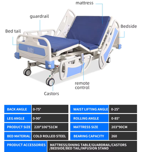 Rumah Sakit peralatan medis klinis elektrik 5 fungsi tempat tidur pasien keperawatan ICU untuk rumah sakit - Product Image 2