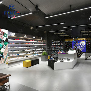 Exhibidor de Ropa Deportiva con Tecnología Personalizada PENBO, Estante con Iluminación LED, Decoración Interior Moderna para Tienda Deportiva, Madera/Metal/Cristal - Product Image 1