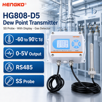 HENGKO HG808-D5 SS Probe -60 hingga 90 Derajat Celcius Td 0 hingga 5V Output RS485 Sensor Titik Embun Transmitter Dengan Layar Detektor Gas