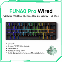 Clavier de jeu mécanique AKKO FUN60 Pro à effet Hall magnétique OEM, taux de polling 8K, 61 touches, USB-C, ARGB programmable, Hot-Swap