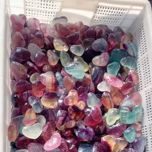 Love Theme Decorative Crystal Fluorite Tumbled Stones Colorful Polished Healing Gemstones with 1 Color Print for gift