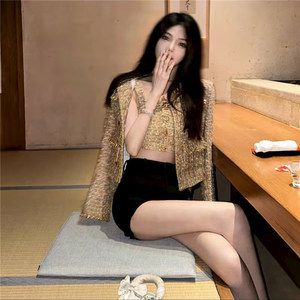 Giacche in <span class=keywords><strong>Tweed</strong></span> alla Moda Coreana per Donne, Blazer Corto Elegante e di Lusso in Lana con Bottoni per l'Autunno - Product Image 2