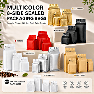 Bolsa cuadrada para café, tipo stand-up pouch, con cierre de cremallera, impermeable, para envasado de alimentos, color personalizado, para granos y polvo. - Product Image 6
