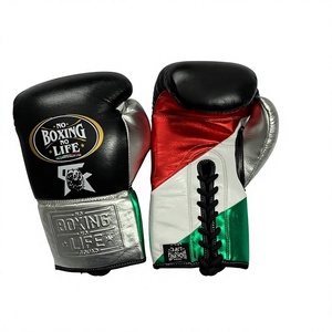 Gants de boxe professionnels unisexes en cuir de vache véritable, fermeture auto-agrippante, poignées intégrales, évacuation de l'humidité, antidérapants - Product Image 1