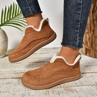 Chaud élégant femmes hiver neige bottes nouvelle mode Vintage daim nord-est fourrure doublure couleur unie décontracté grande taille doux thermique