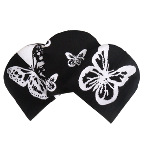 Gorro Unisex de Acrílico para Otoño e Invierno, Nuevo Estilo Europeo Americano, de Felpa, con Jacquard Tejido y Bordado 3D con Patrón de Mariposa - Product Image 1