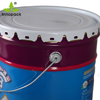Cubo de acero de 5 galones con tapa de enchufe de metal impresa a todo color, lata de grado alimenticio para almacenamiento de alimentos con pintura al agua