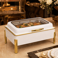 Pemanas Makanan Buffet Stainless Steel Bentuk Persegi Panjang untuk Restoran, Perlengkapan Hotel, dan Komersial