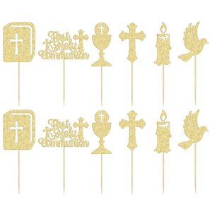 Decoraciones para Cupcakes <span class=keywords><strong>de</strong></span> Primera Comunión, Paloma con Brillo, Cruz, Dios te Bendiga, Decoraciones para Cupcakes para Baby Shower, Artículos para Fiestas <span class=keywords><strong>de</strong></span> Cumpleaños, Dorado - Product Image 3