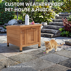 บ้านสัตว์เลี้ยงไม้แบบโมเดิร์นสั่งทำพิเศษ OEM ทนทานต่อทุกสภาพอากาศ สำหรับสุนัข แมว กระต่าย และหนูตะเภา ทำความสะอาดง่าย - ขายส่ง - Product Image 2