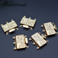Connecteurs de bijoux rectangulaires en plaqué or 18K, haute qualité, Anti-décoloration, grande taille, fermoirs de boîte pour la fabrication de bracelets DIY