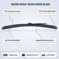 Escobilla Limpiaparabrisas Premium con Rociador de Agua, 20 Adaptadores, Universal para Parabrisas de Automóvil, con Kit de Instalación