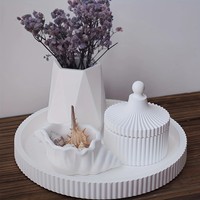 Ensemble de 4 boîtes de rangement, plateau pour vase, moule en silicone DIY, moule en silicone pour bougie en plâtre/ciment en forme de lotus, ensemble de moules en silicone pour la décoration intérieure