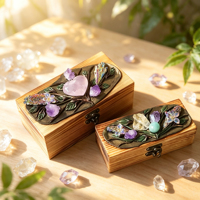 Boîte en bois artisanale de nouvelle conception, très vendue, pour bijoux, collection de cristaux et ornements, idéale pour un cadeau