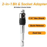 Adaptateur de embouts et de douilles 2-en-1 KIWALL, support d'extension à double usage à queue hexagonale de 1/4 po à dégagement rapide pour perceuse électrique et visseuse à chocs