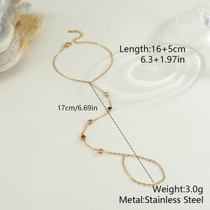 2026 Trending Waterproof Colorful CZ Inlaid Stainless Steel <strong>Interlinked</strong> Finger Bracelet - Product Image 2