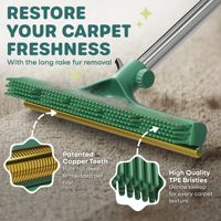 Réglable 58 ''Long Manche Réutilisable Tapis Râteau Grattoir Acier Inoxydable Caoutchouc Pet Hair Remover Balai pour Chats Meubles Tapis