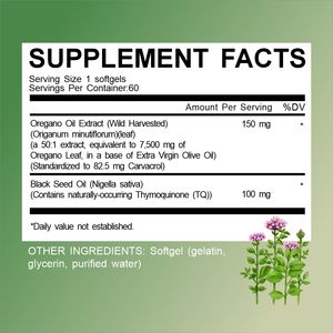 OLLI Venta caliente Cápsulas de aceite de orégano Suplementos orgánicos naturales inmunes 300 Aceite de orégano con cápsula de aceite de semilla negra - Product Image 2