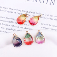 Pendentif en cristal goutte d'eau colorée avec boucle unique clair ovale larme verre breloques boucle d'oreille collier cheveux bijoux accessoires