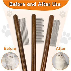 Peigne démêlant de luxe en bois personnalisé avec logo laser pour le toilettage des chats, brosse lissante pour le toilettage des chiens et des animaux de compagnie - Product Image 6