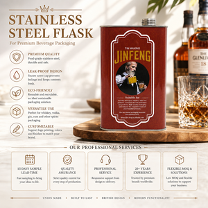 Recipiente Rectangular de Acero Inoxidable de 1L con Tapa de Rosca, 116x60x180mm, Impresión Personalizada, Ecológico y Reutilizable para Bebidas - Product Image 2