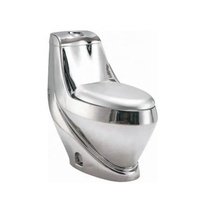 WC monobloc blanc allongé multicolore avec abattant doré pour salle de bain