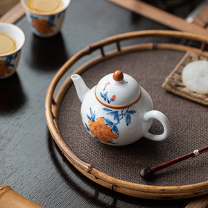Guanlan Hand Painted Peony Ceramic Teapot Porcelain Round With Lid Kung Fu <b>Tea</b> <b>Set</b> For Women - Product Image 4
