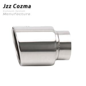 Embout d'échappement universel à <span class=keywords><strong>double</strong></span> <span class=keywords><strong>paroi</strong></span> en acier inoxydable argenté, diamètre 3 à 4 pouces, à découpe inclinée et roulée - Product Image 1