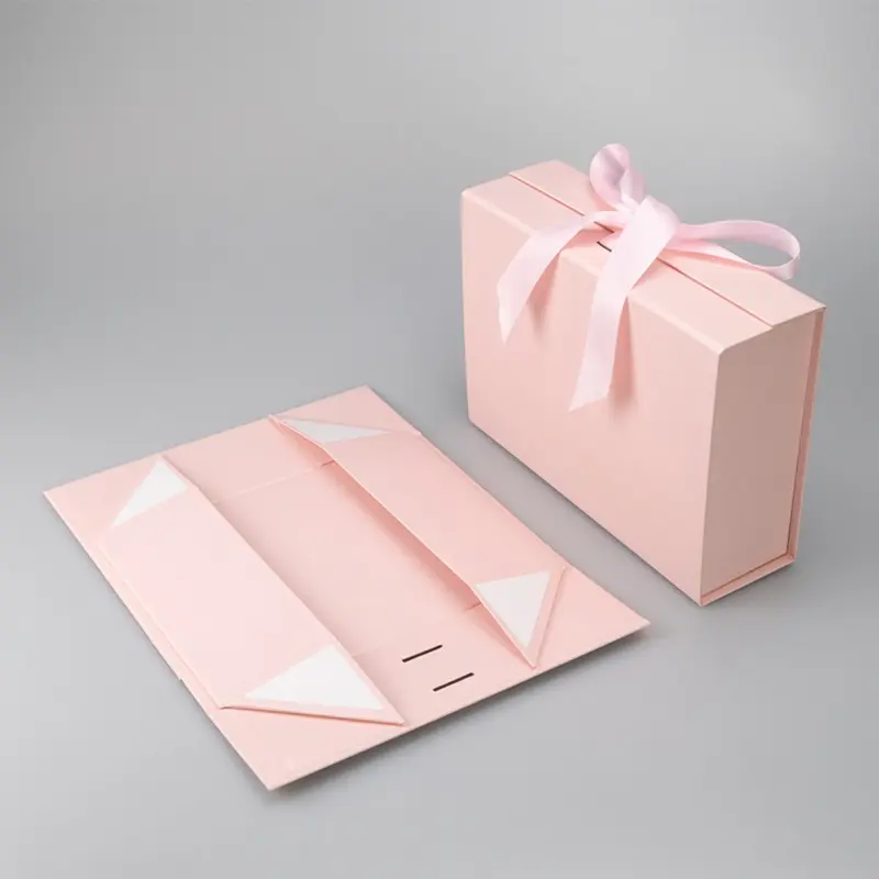 Lüks kahverengi küçük karton düğün noel özel Logo geri dönüşümlü kağıt manyetik hediye paketleme şerit kutusu